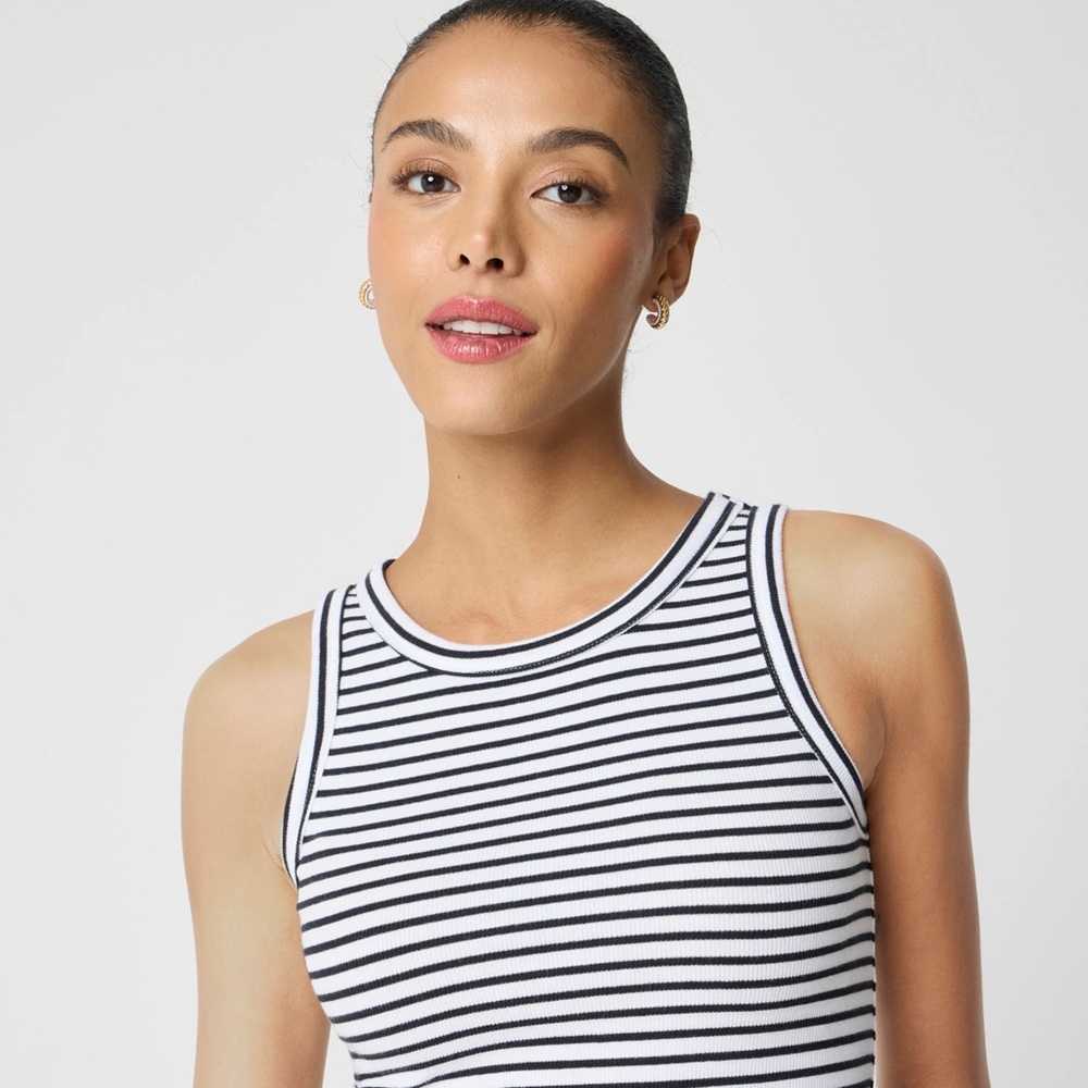 NWT! J Crew Factory - Striped Ribbed Tank Top - Black/White - Size Small